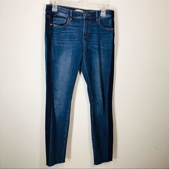 LOFT Cropped Distress Jeans with 2 tone colors - Picture 1 of 7